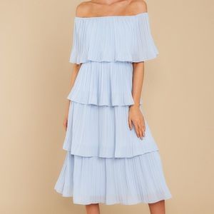 Tiered strapless dress in navy